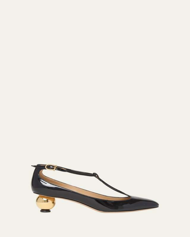 Tania Patent T-Strap Pumps